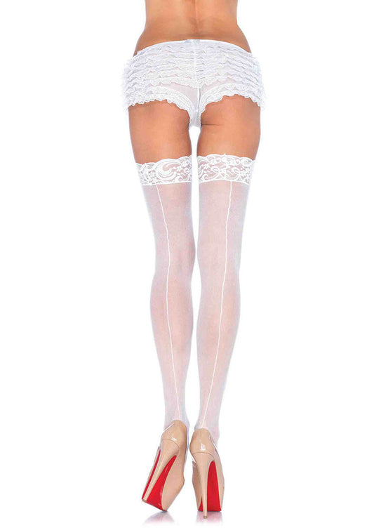 Leg Avenue Sheer Stocking W/Back Seam Lace Top 1101