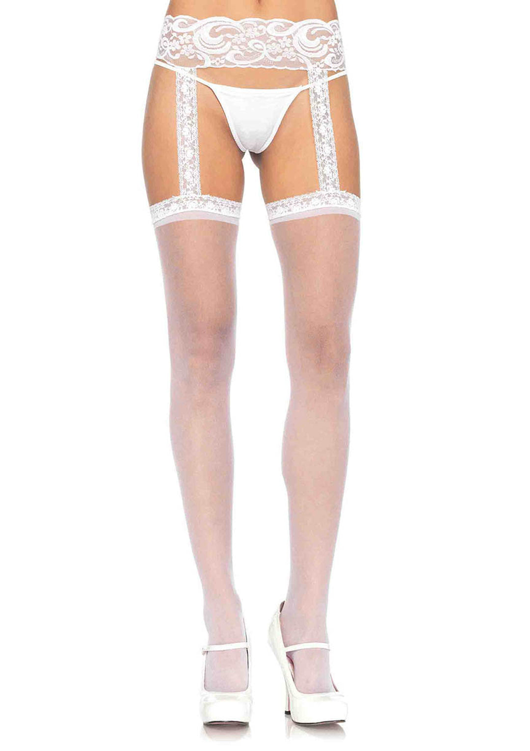 Leg Avenue Sheer Thigh-Hi W/Lace Garter Belt 1767