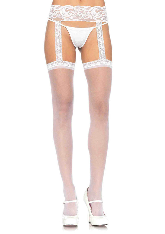 Leg Avenue Sheer Thigh-Hi W/Lace Garter Belt 1767