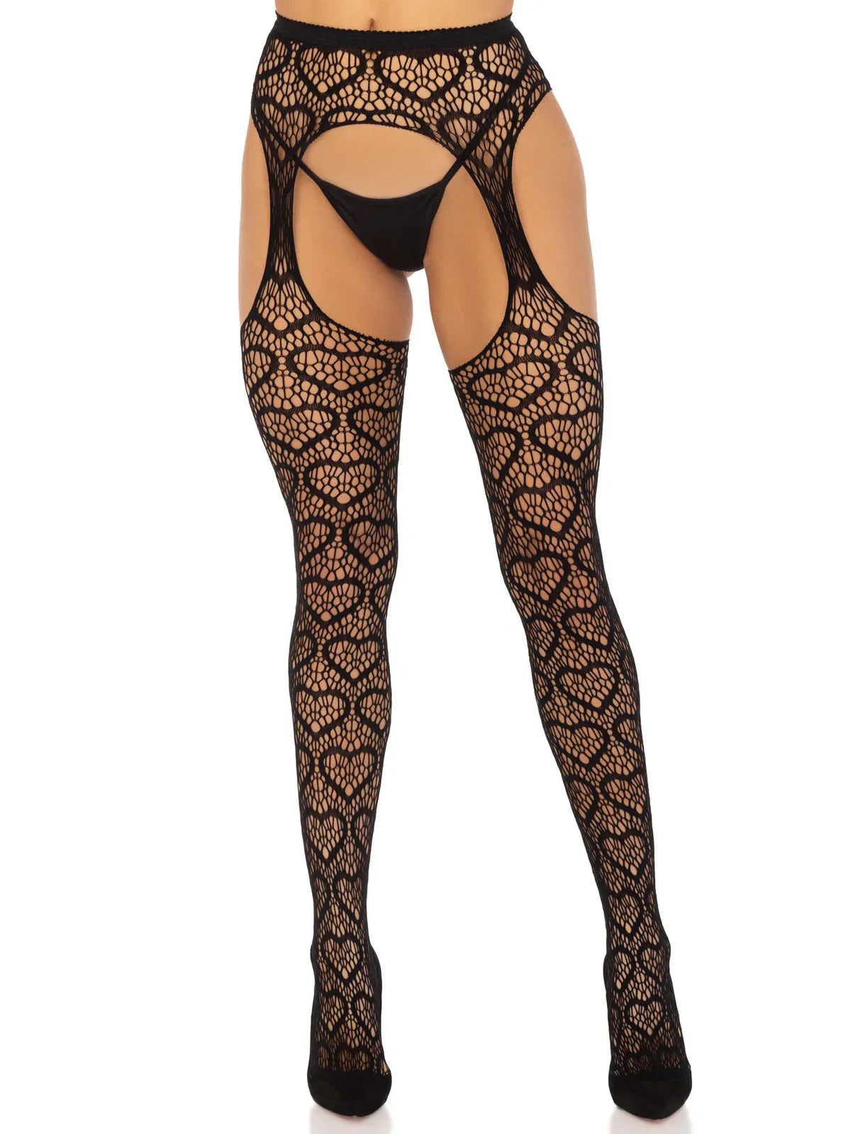 Leg Avenue Amore Heart Net Suspender Pantyhose