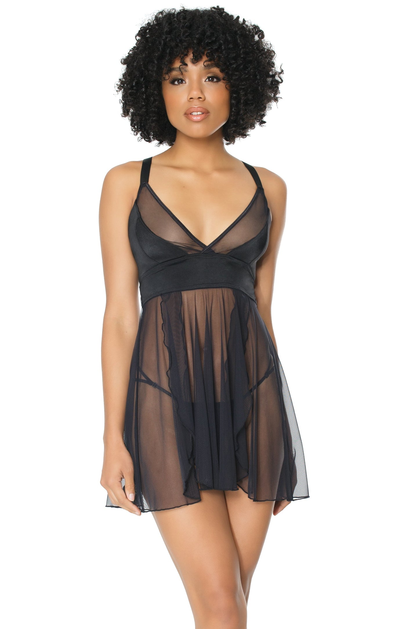 Coquette 20312 Sheer Babydoll With Side Slit Set