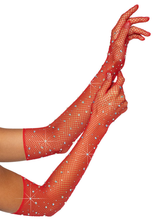 Leg Avenue Rhinestone Fishnet Opera Length Gloves 2038