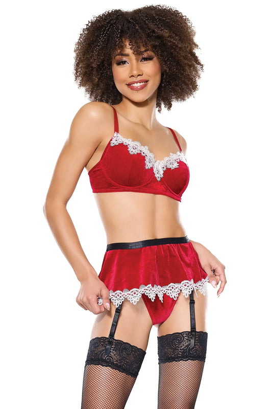 Under The Mistletoe Bra, Garter Skirt & G-String