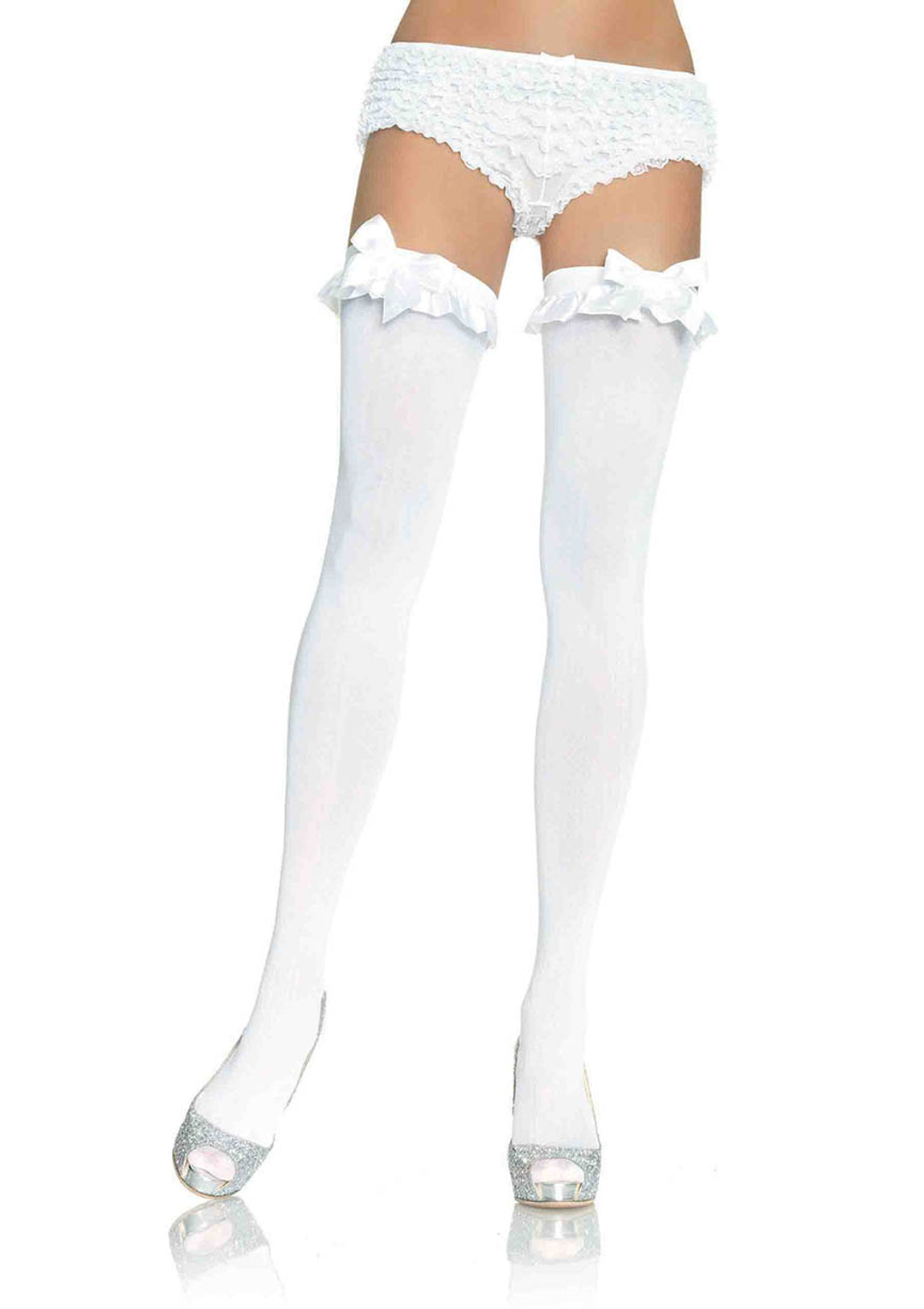 Leg Avenue Nylon Over The Knee W/Ruffle Bow Stockings 6010