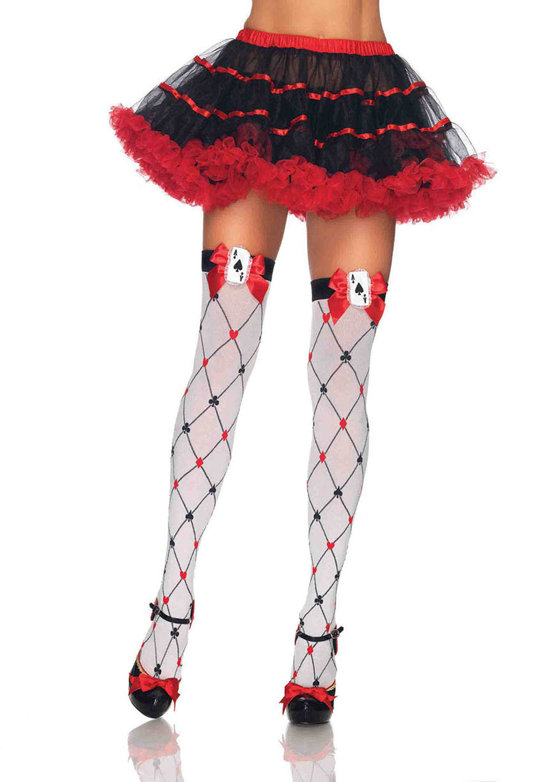 Leg Avenue Woven Diamond Card Suit Thighs Stockings 6214