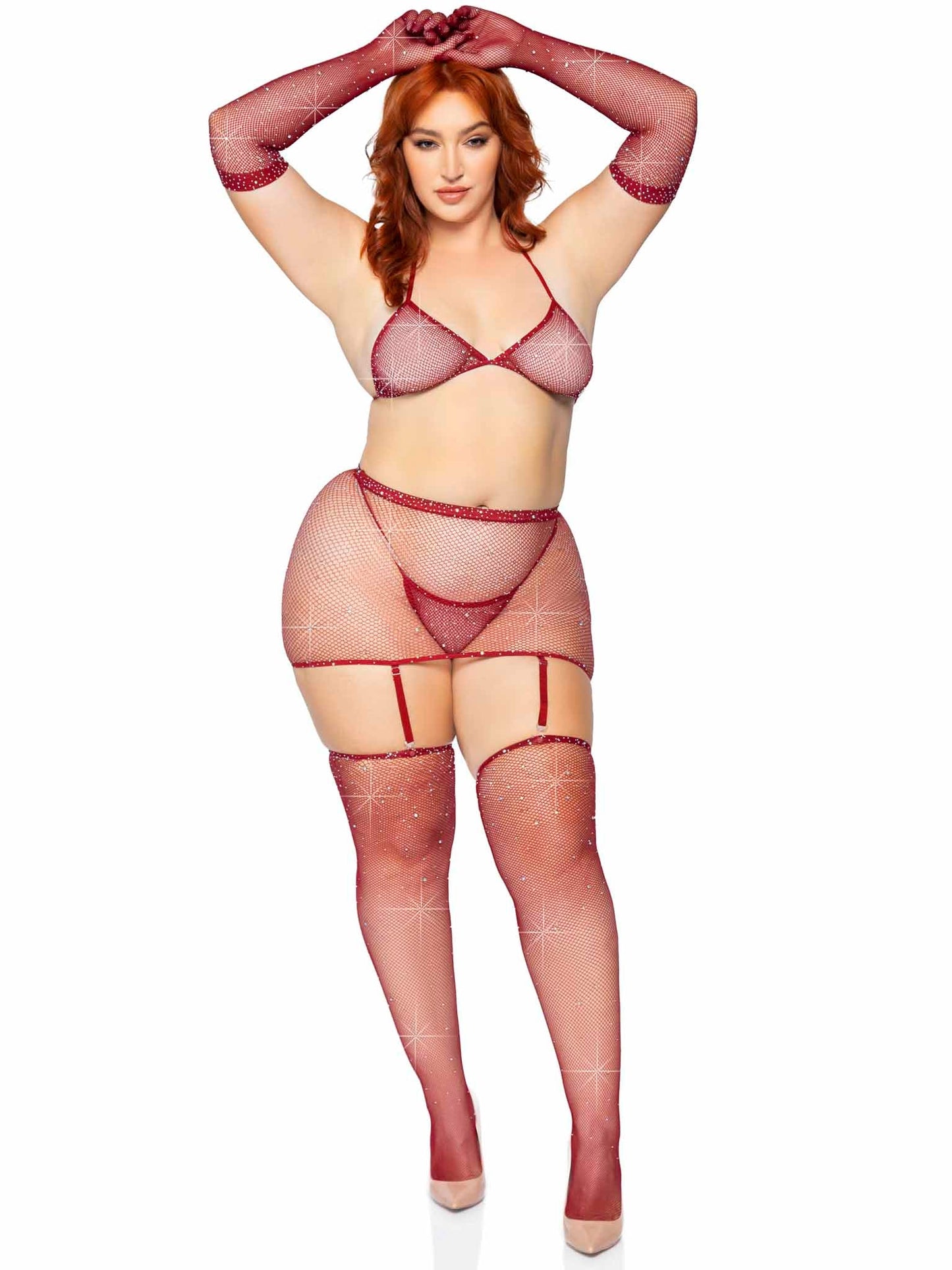 Leg Avenue Rhinestone Fishnet Garter Set 81617X