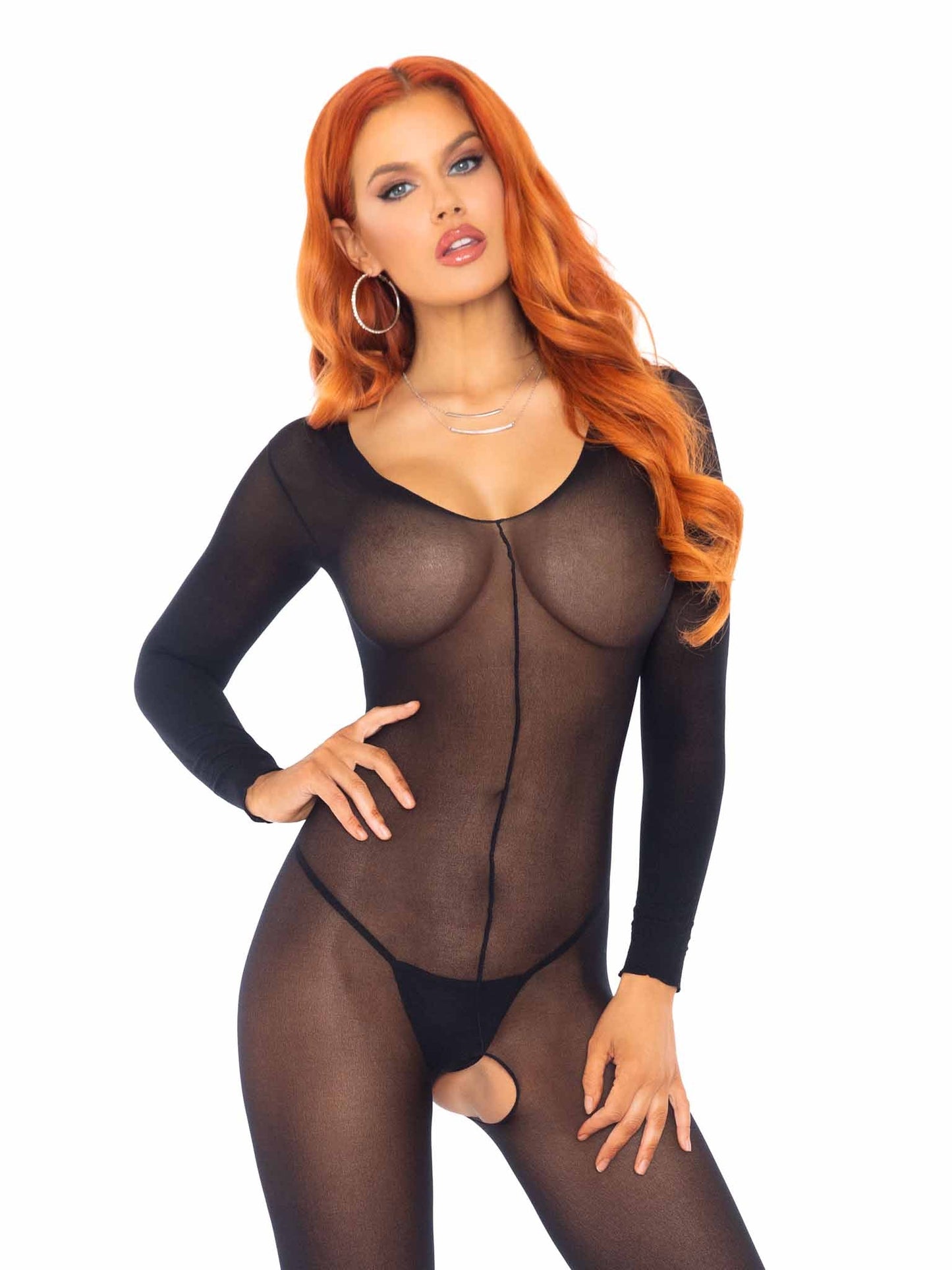 Leg Avenue 8297 Sheer Long Sleeves Bodystocking