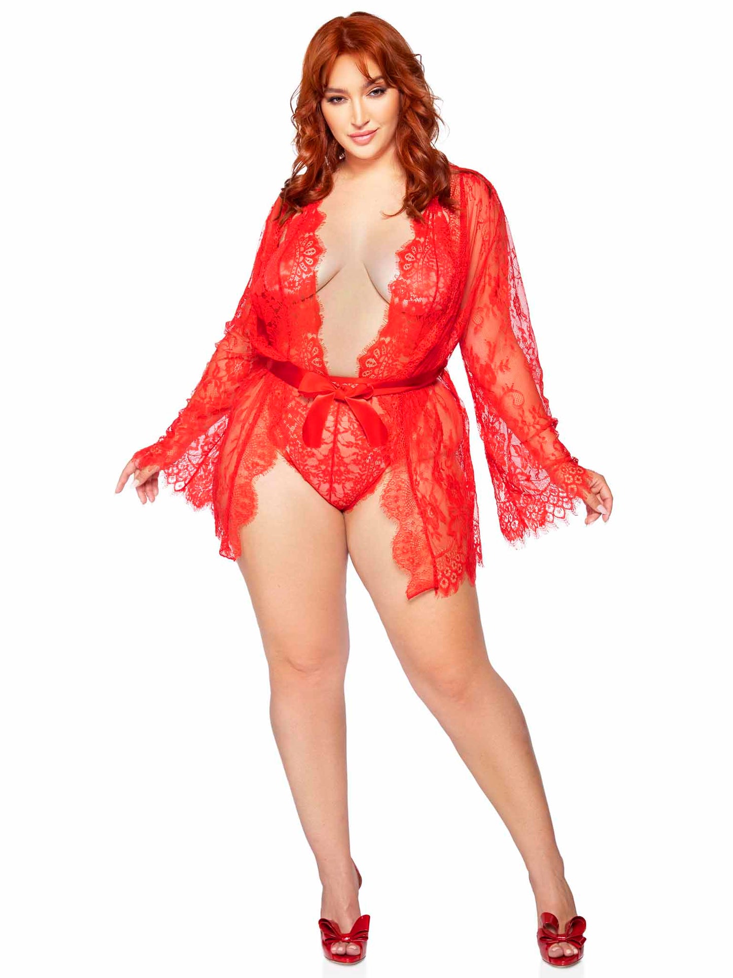 Leg Avenue Floral Lace Teddy With Robe 86112X