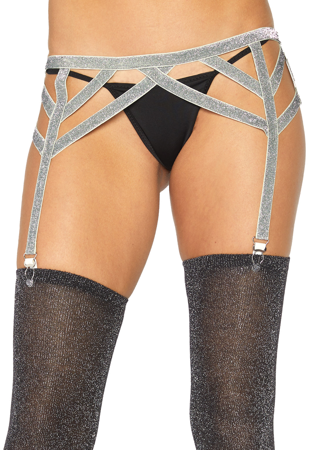 Leg Avenue Shimmer Lurex Elastic Garter Belt 8887