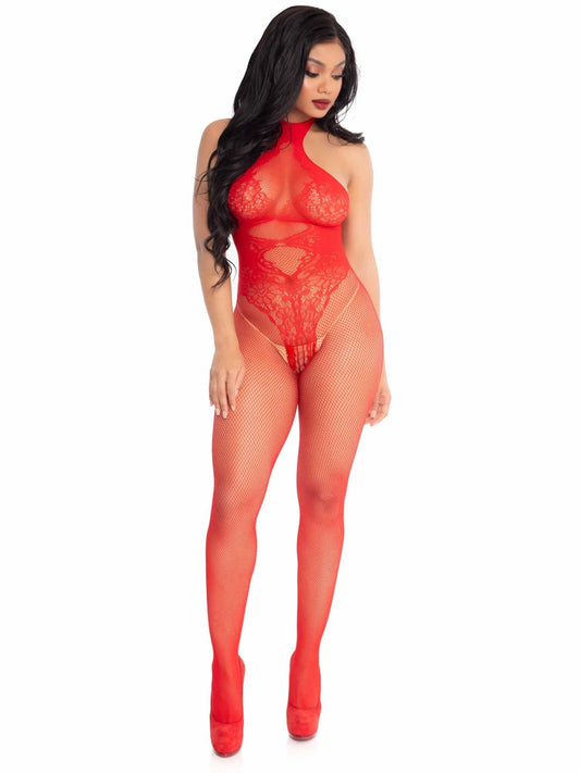 Leg Avenue Fishnet Seamless Halter Bodystocking 89186
