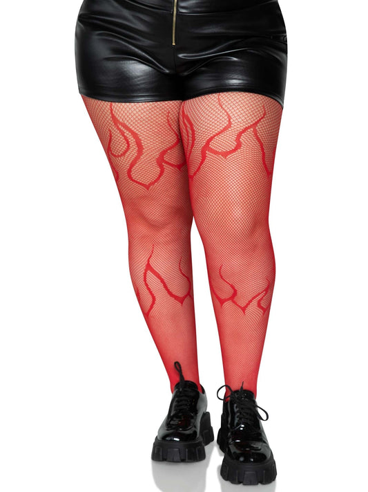 Leg Avenue Plus Size Flame Net Tights 9288X