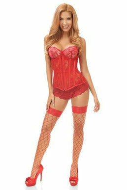 Daisy Red Sheer Lace Under Bust Corset LV-360