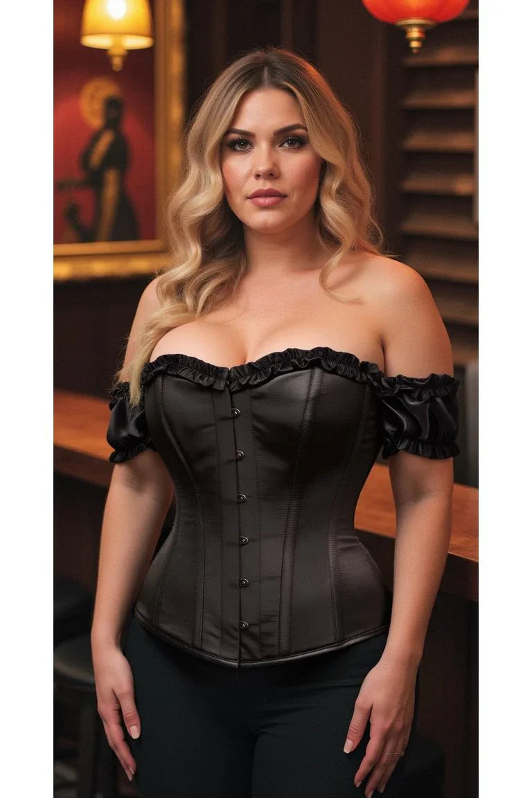 *Daisy TD-105 Black Satin Overbust Corset w/Sleeves