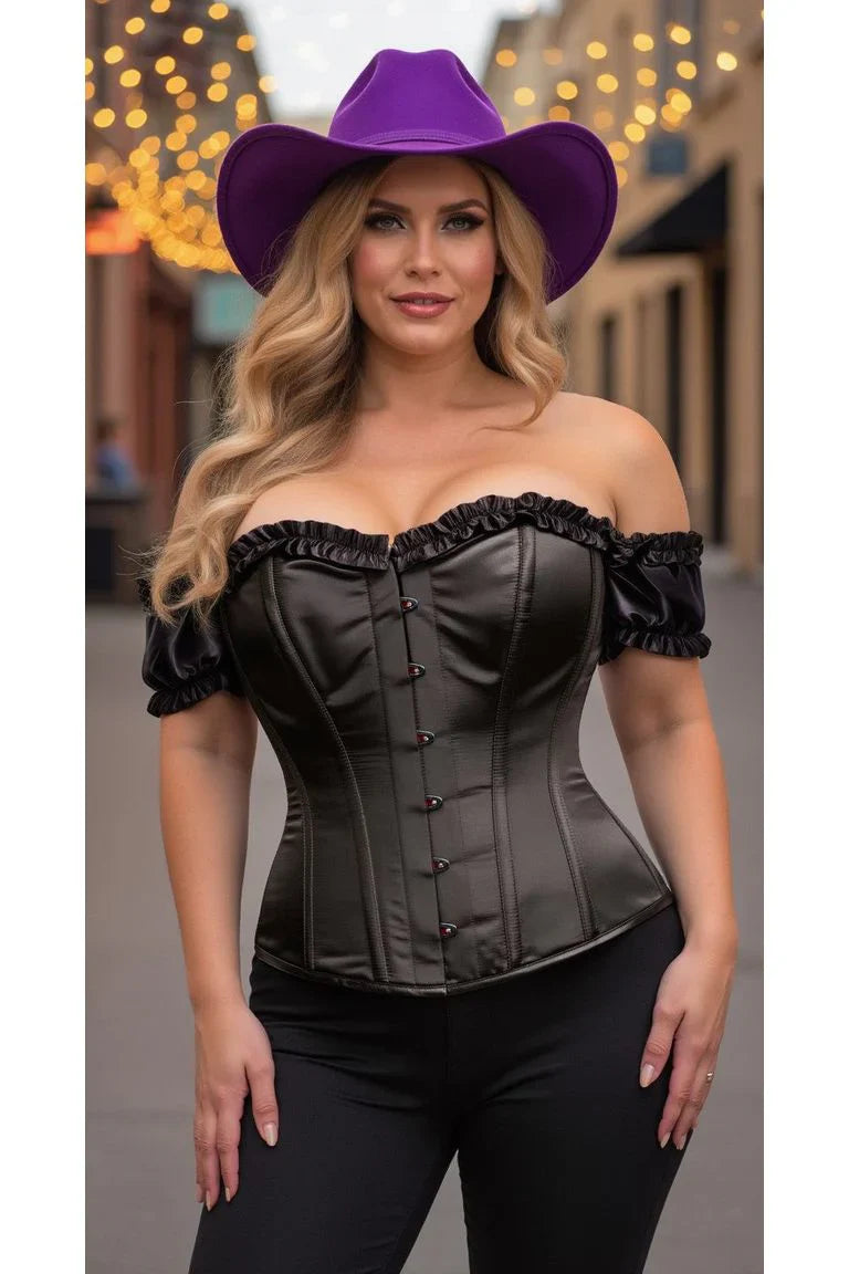 *Daisy TD-105 Black Satin Overbust Corset w/Sleeves