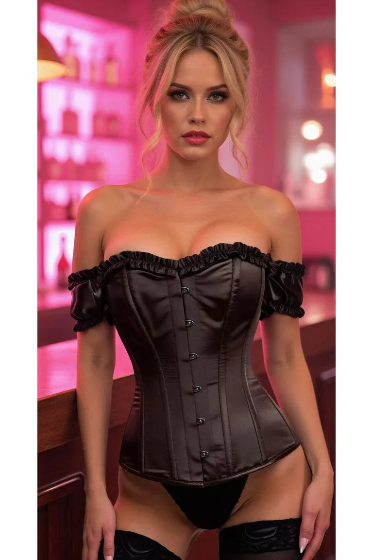 *Daisy TD-105 Black Satin Overbust Corset w/Sleeves