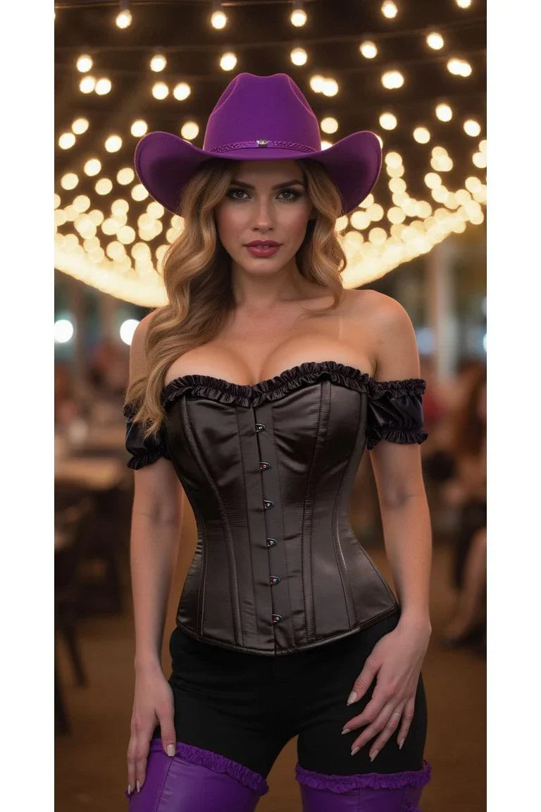*Daisy TD-105 Black Satin Overbust Corset w/Sleeves