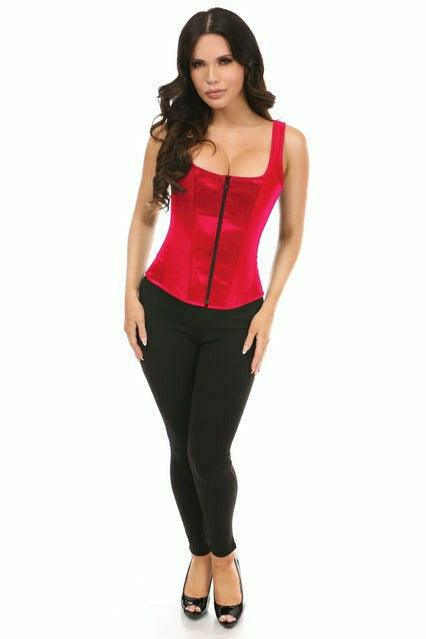 Daisy Red Satin Steel Boned Corset w/Straps TD-1724 - Sincity Playwear