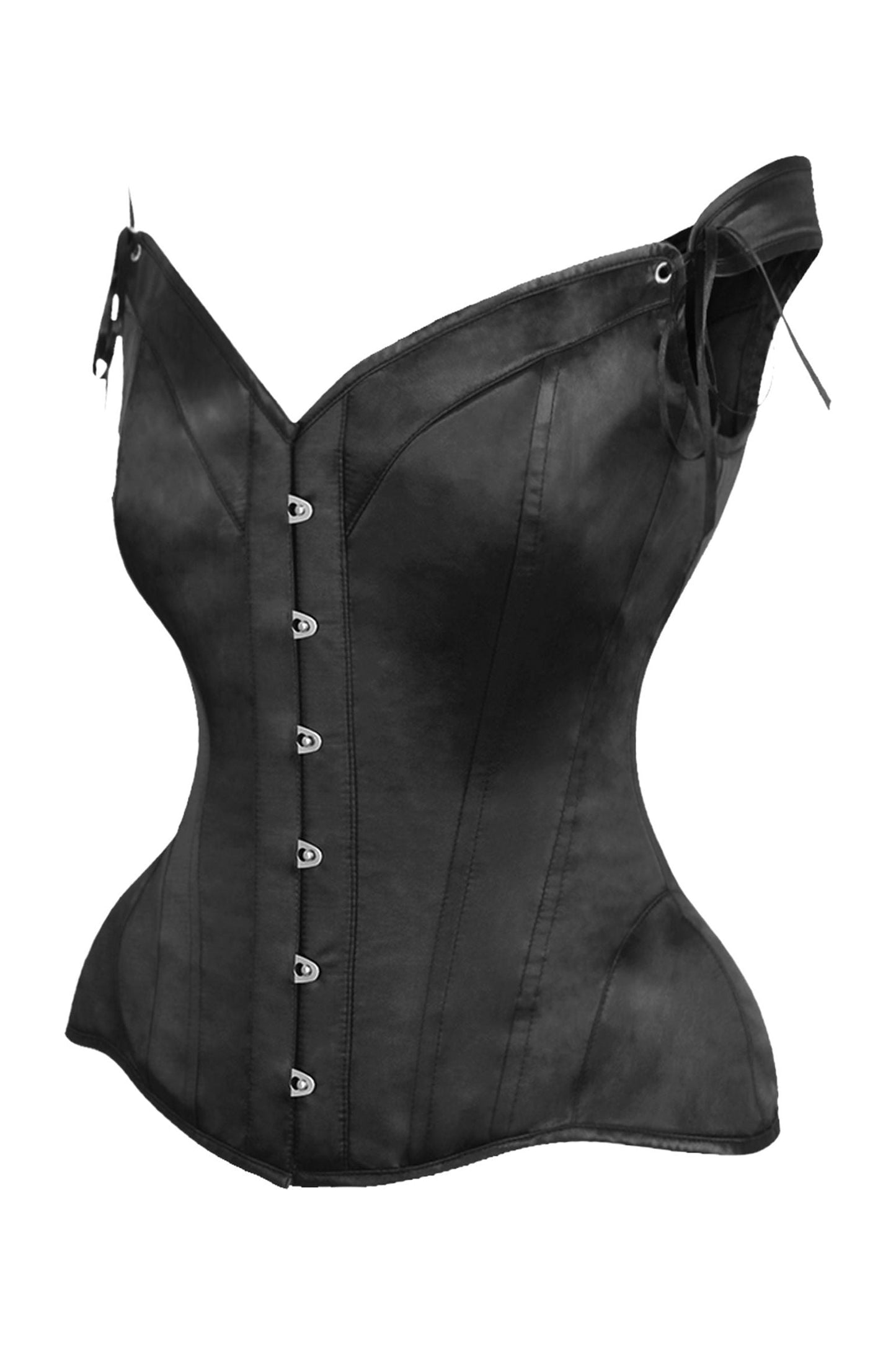 Daisy TD-181 Black Satin Steel Boned Corset w/Straps