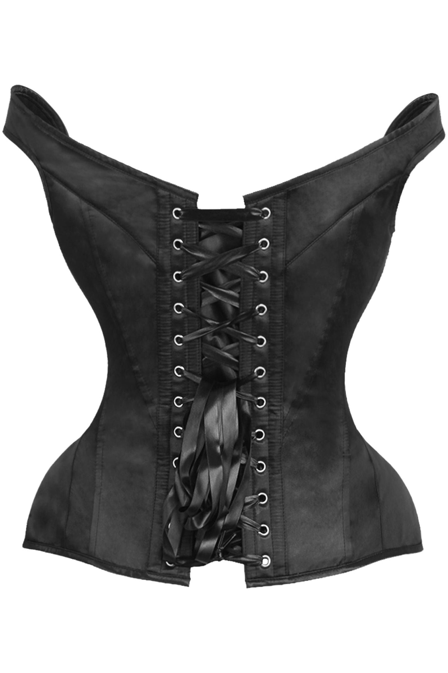 Daisy TD-181 Black Satin Steel Boned Corset w/Straps