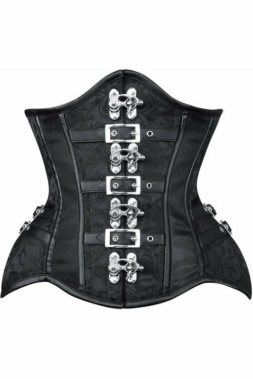 Top Drawer Black Brocade Steel Boned Corset main image 1