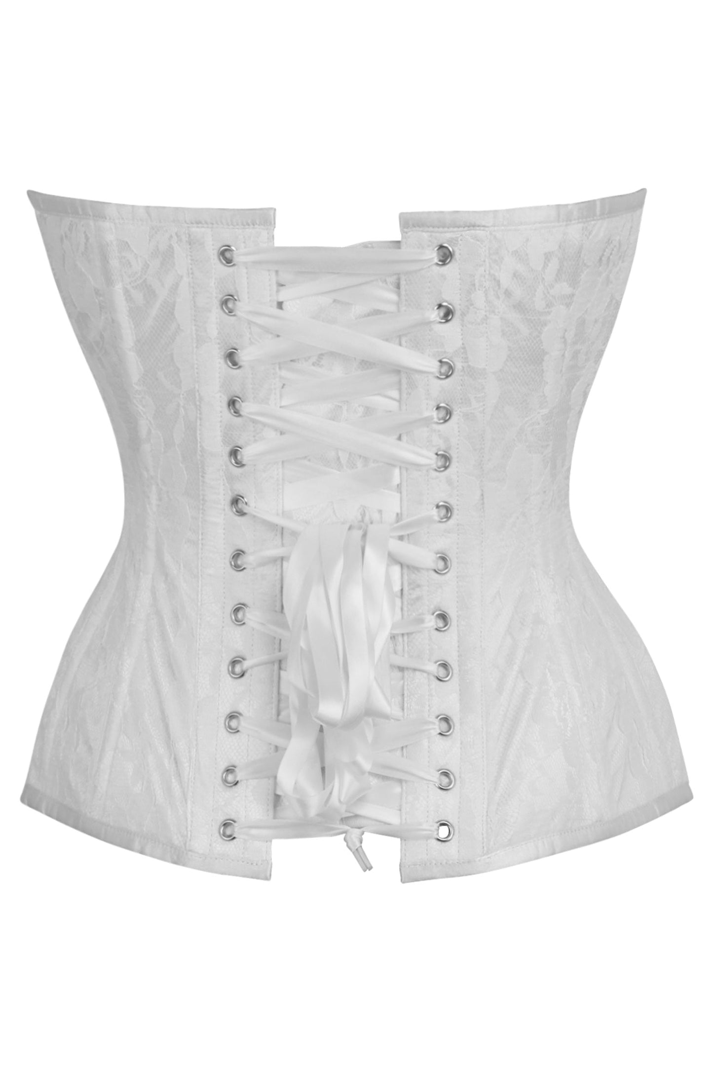 Daisy TD-237 White Satin w/White Lace Overlay Steel Boned Overbust Corset