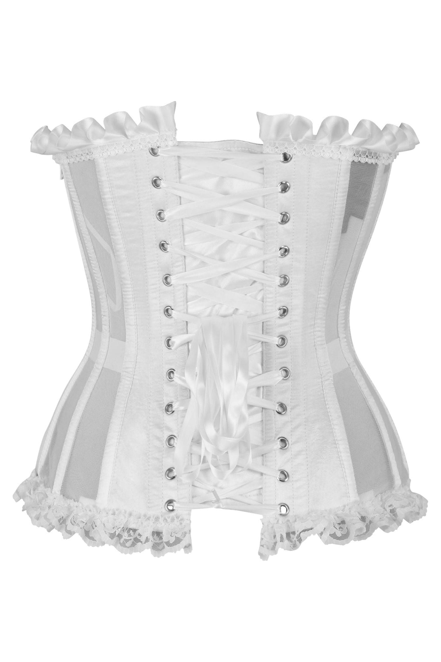 Daisy Steel Boned White Mesh Underwire Bustier Corset