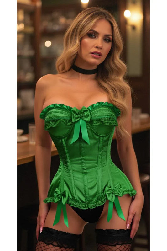 Daisy Green Satin Steel Boned Burlesque Corset