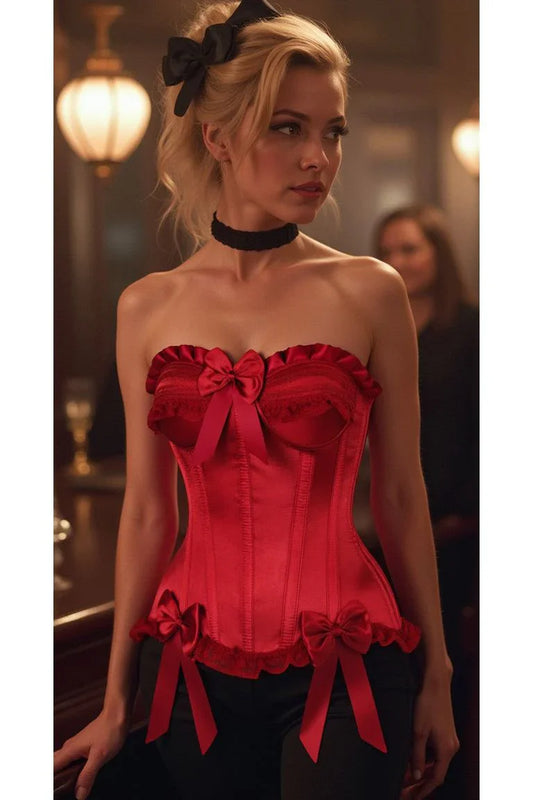 Daisy TD-436 Dark Red Satin Steel Boned Burlesque Corset