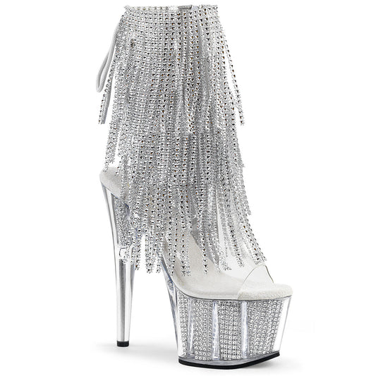 Pleaser Adore-1017SRS Lace-Up Back Fringe Ankle Boot