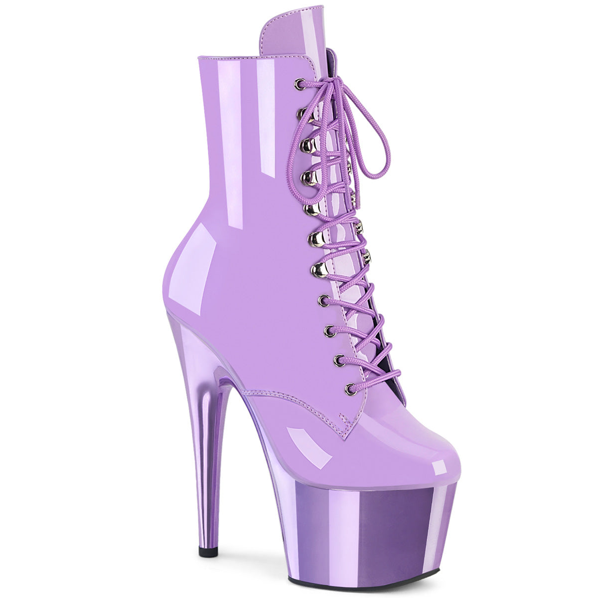 Pleaser Adore-1020Chrome Lace Up Ankle Boot