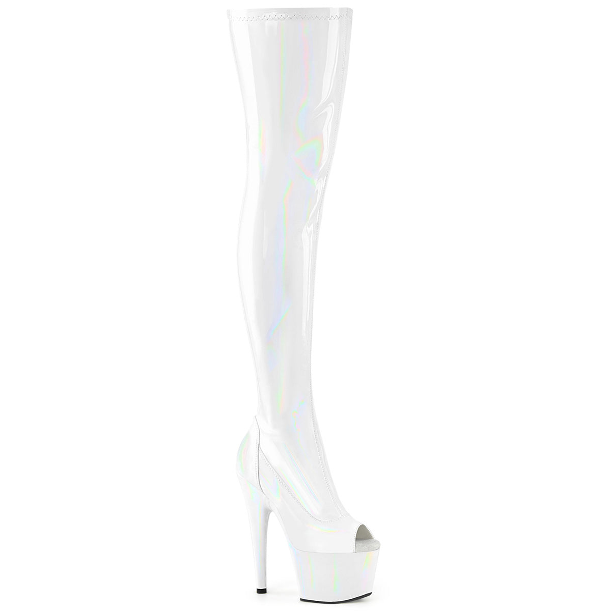 Pleaser Adore-3011HWR Peep Toe Stretch Thigh High Boot