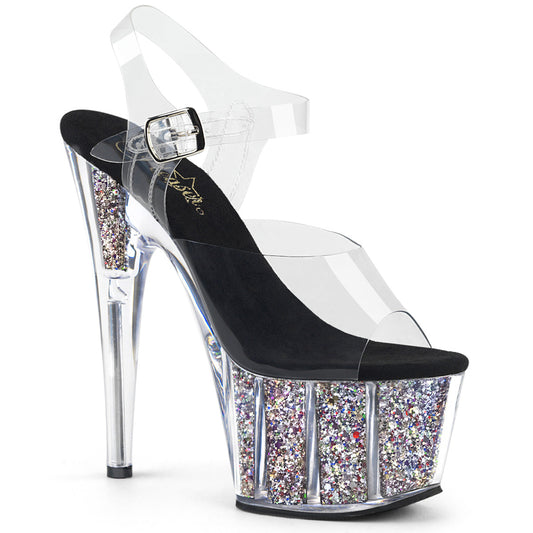 Pleaser Adore-708CG Ankle Strap Exotic Dancer Shoe W/Glitter Inserts