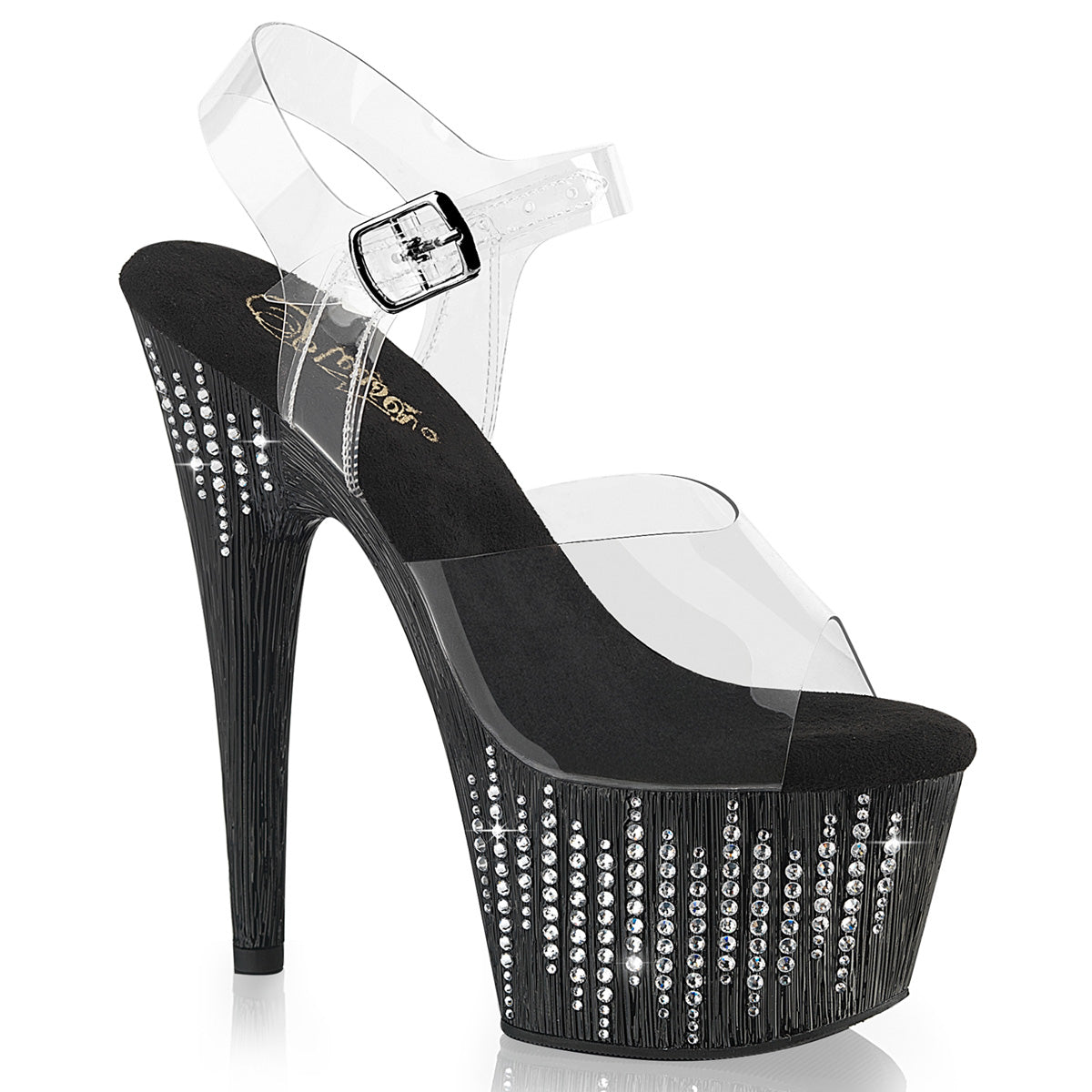 Pleaser Adore-708WFRS Ankle Strap Sandal W/RS Waterfall Design
