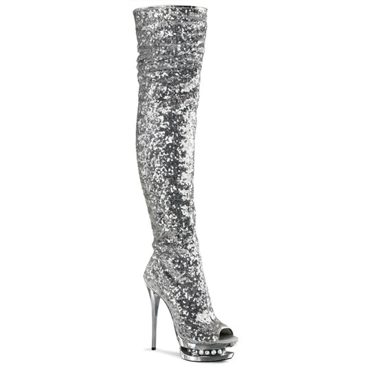 Pleaser Blondie-R-3011 Open Toe Thigh High Boot