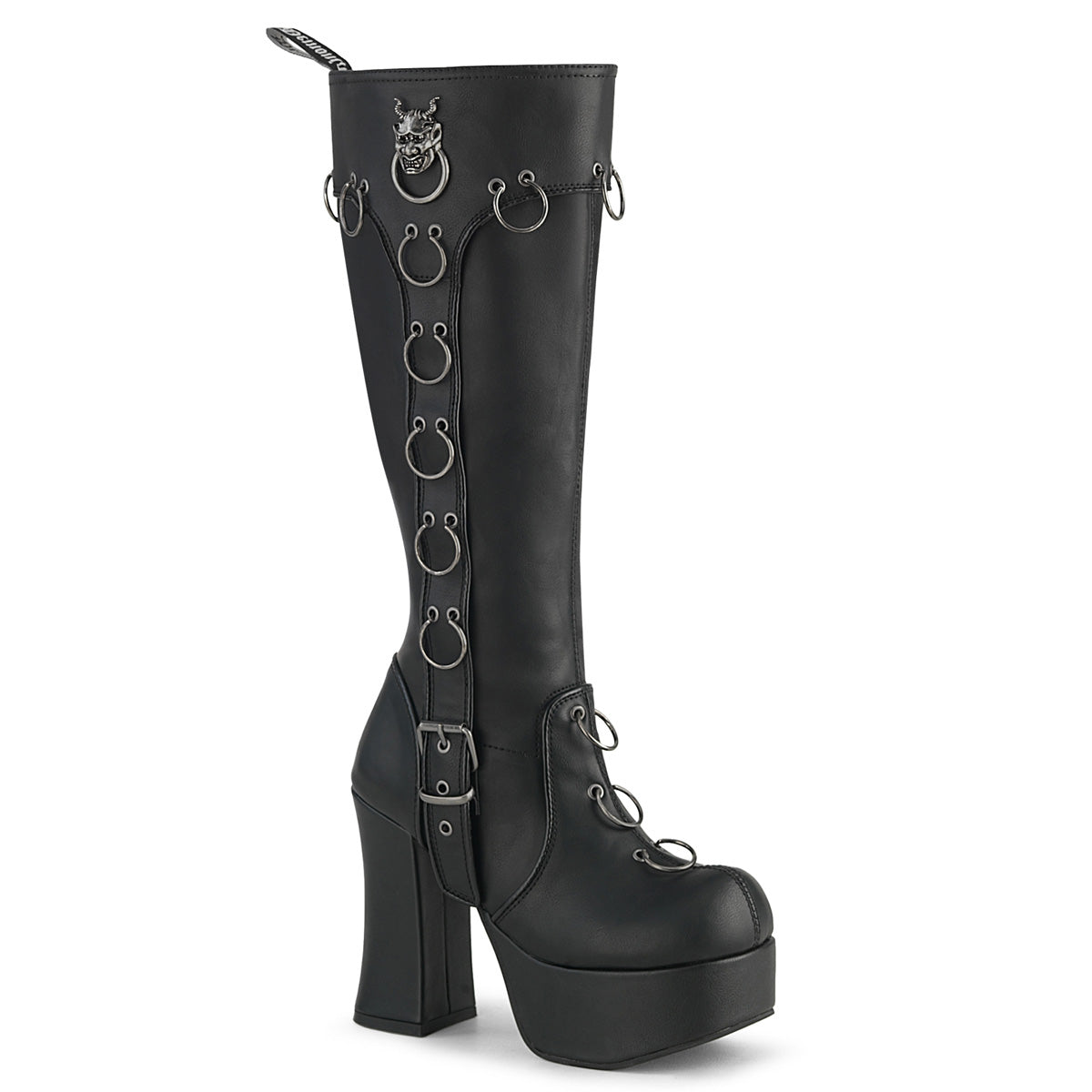 Demonia Charade-211 Knee High Boot W/Ornamental Buckle Details