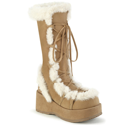 Demonia Cubby-311 Lace-Up Mid-Calf Boot W/Faux Fur