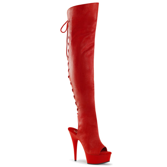 Pleaser Boots Delight-3019 Open Toe/Heel Thigh High Boot