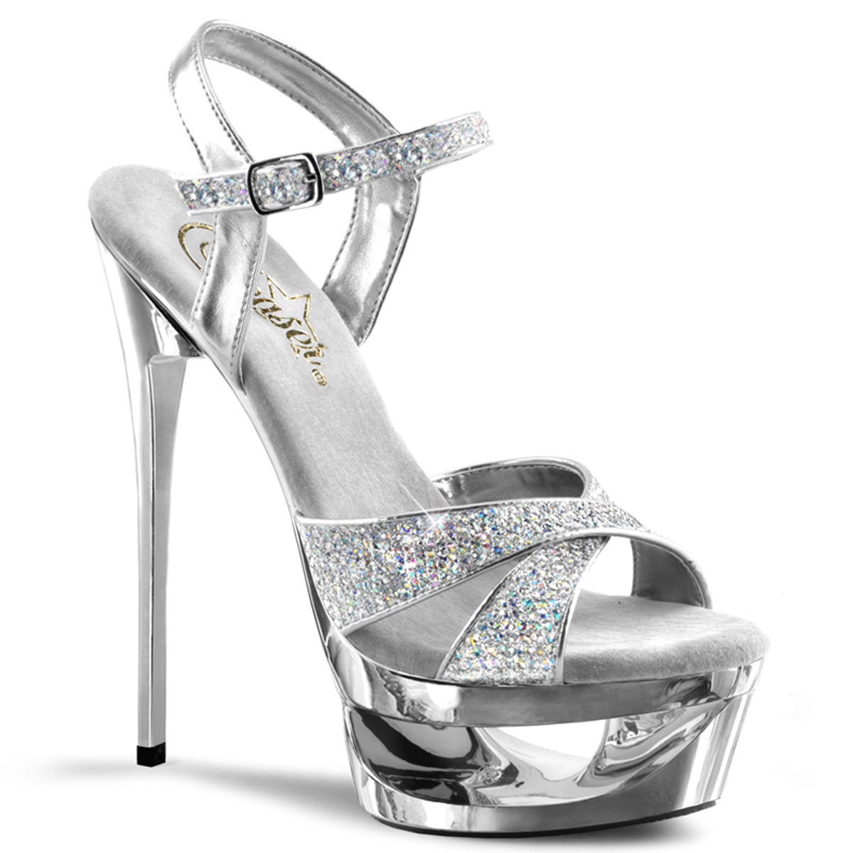 Pleaser Eclipse-619G Cut-Out Criss-Cross Ankle Strap Sandal