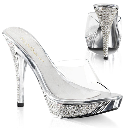 Pleaser Elegant-401 Platform Slide With Rhinestones