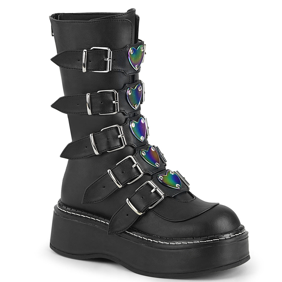 Demonia Emily-330 Mid Calf Boot W/5 Buckle Straps