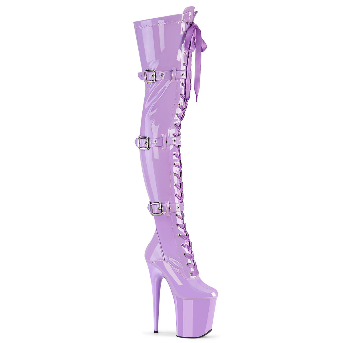 Pleaser Flamingo-3028 Lace-Up Front Stretch Thigh High Boot