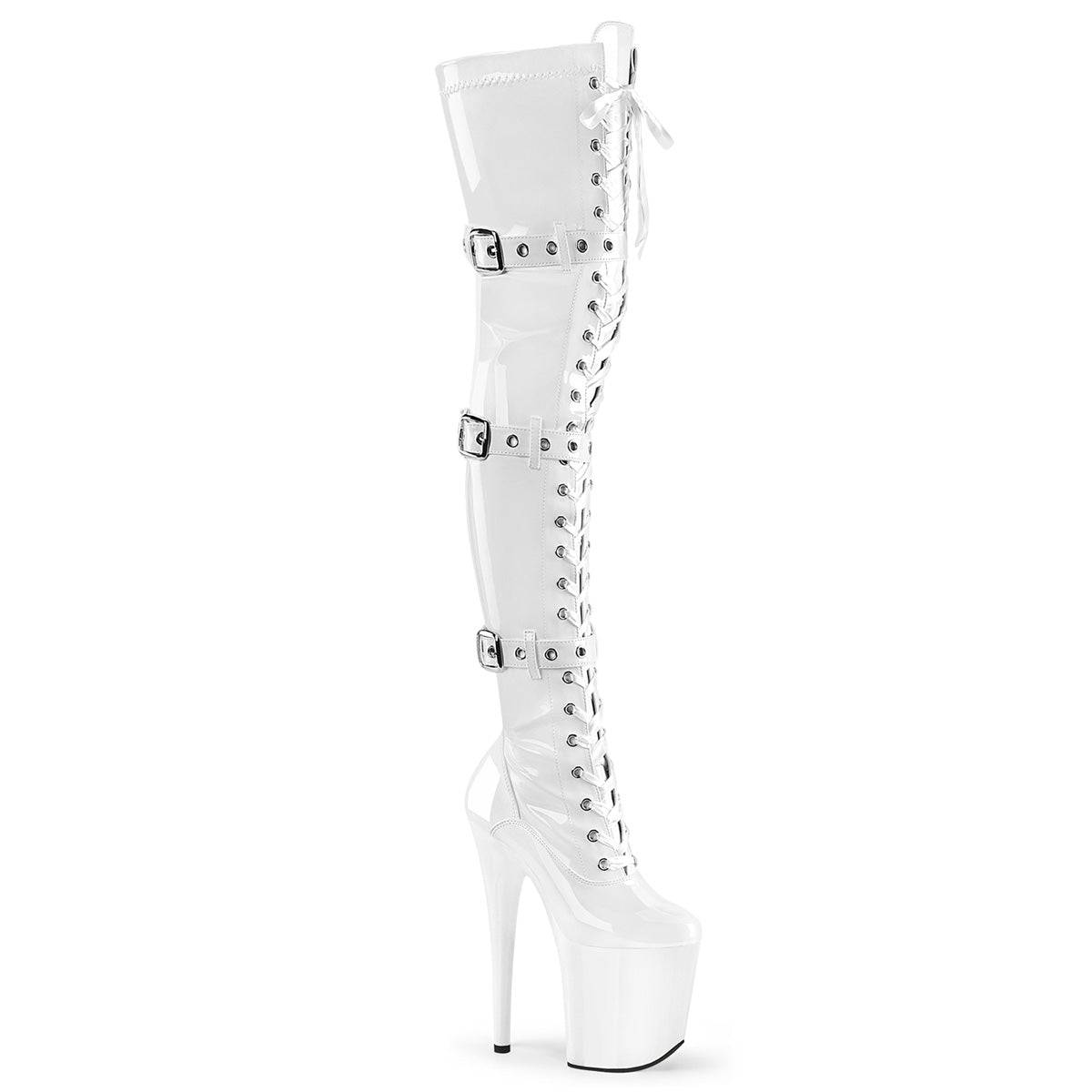 Pleaser Flamingo-3028 Lace-Up Front Stretch Thigh High Boot
