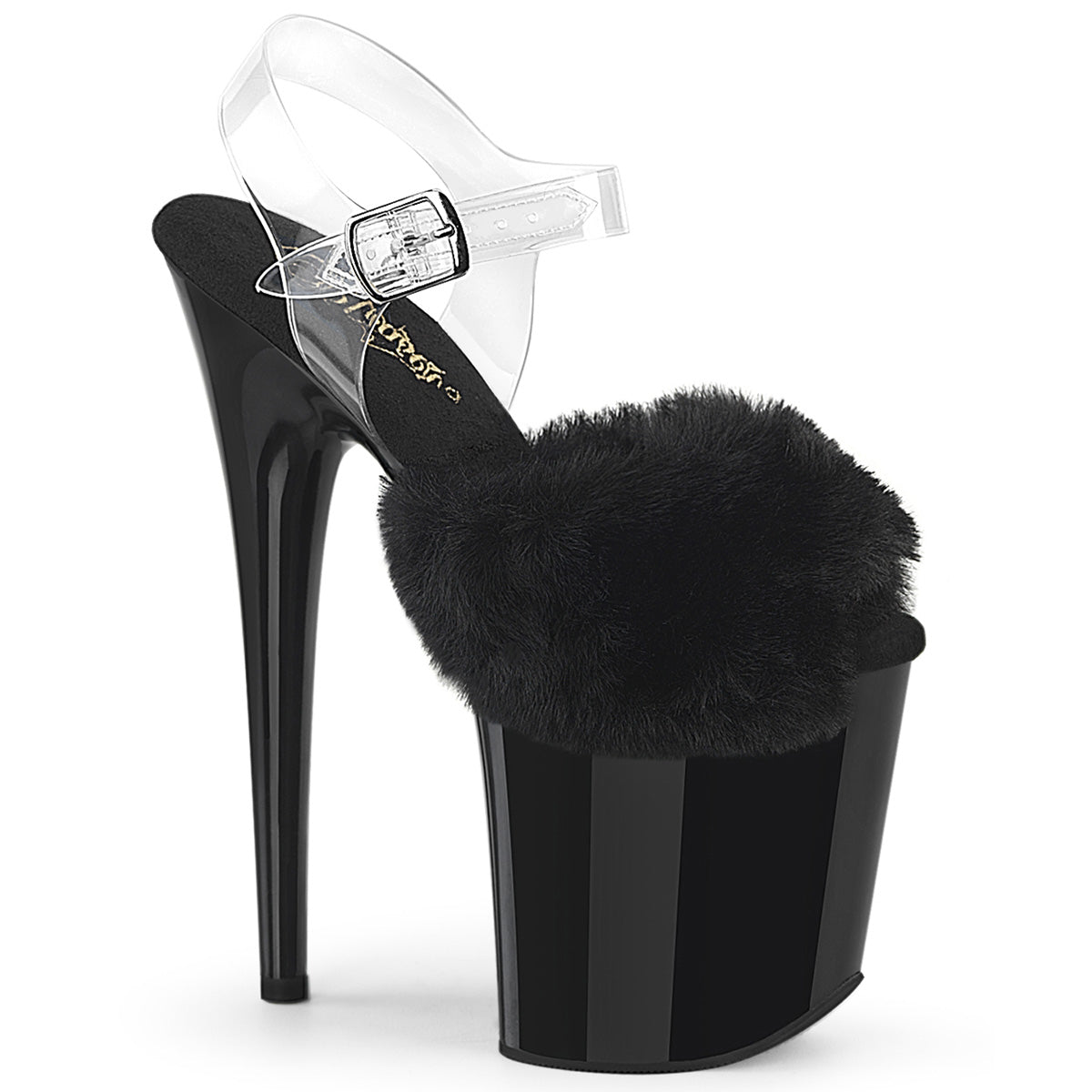 Pleaser Flamingo-808FUR Peep Toe Fluffy Faux Fur Ankle Strap Sandal