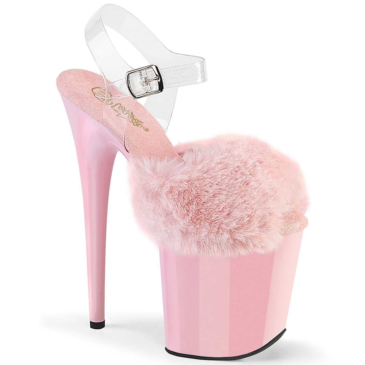 Pleaser Flamingo-808FUR Peep Toe Fluffy Faux Fur Ankle Strap Sandal