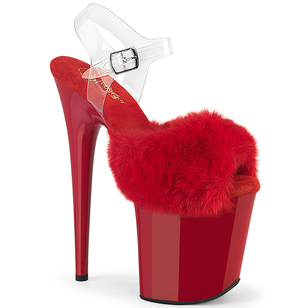Pleaser Flamingo-808FUR Peep Toe Fluffy Faux Fur Ankle Strap Sandal