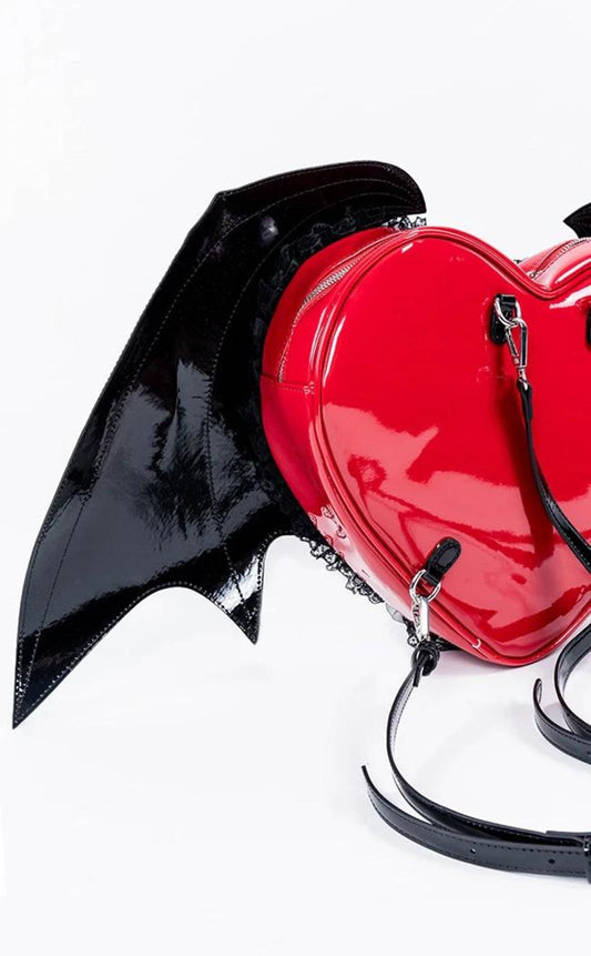 Demonia HB-214 Mini Bat Wing Backpack W/Heart Shaped Metal Plates