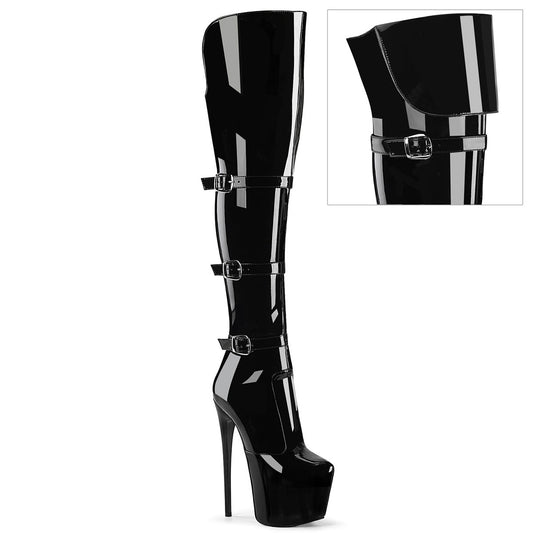 Pleaser Jubilant-3018 Triple Buckle Strap Over-The-Knee Boot