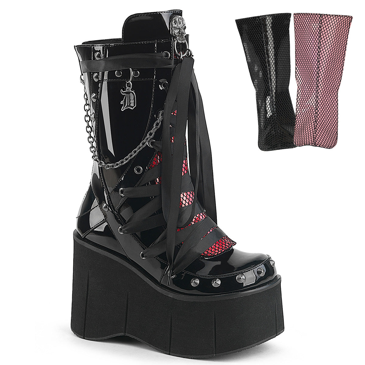 Demonia Kera-121 Mid-Calf Boot W/Corset Lacing