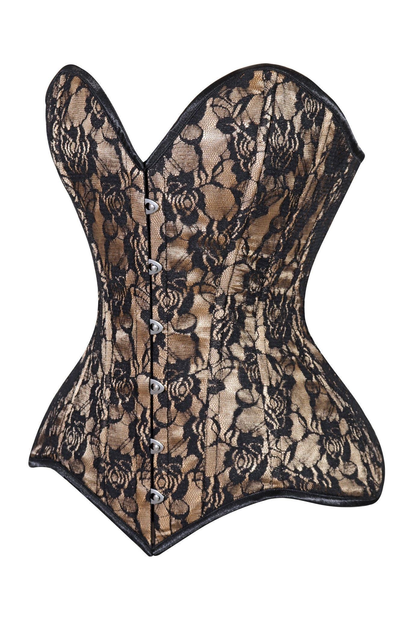Daisy Lace Overbust Corset Sweetheart Neckline Busk Closure