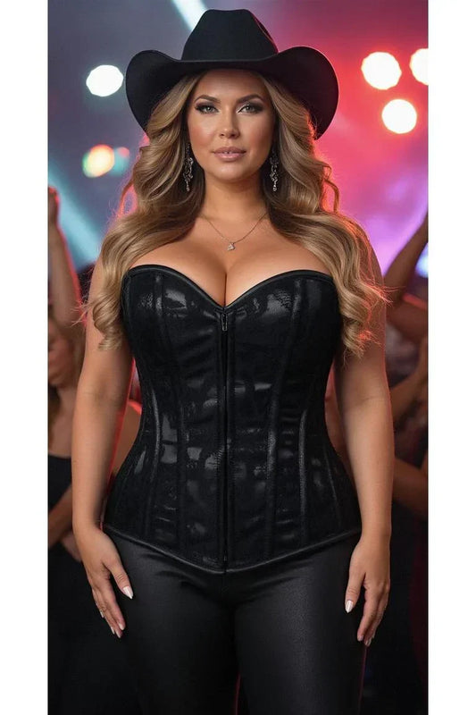 *Daisy Black Lace Front Zipper Corset LV-104